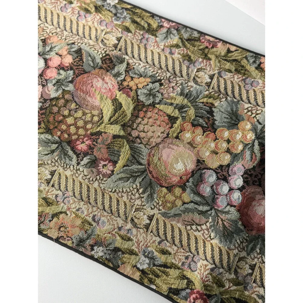 Vintage Tapestry Table Runner Fruit Floral 33.5 x 12.5